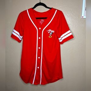 Disney Mickey Mouse button up short sleeve baseball jersey